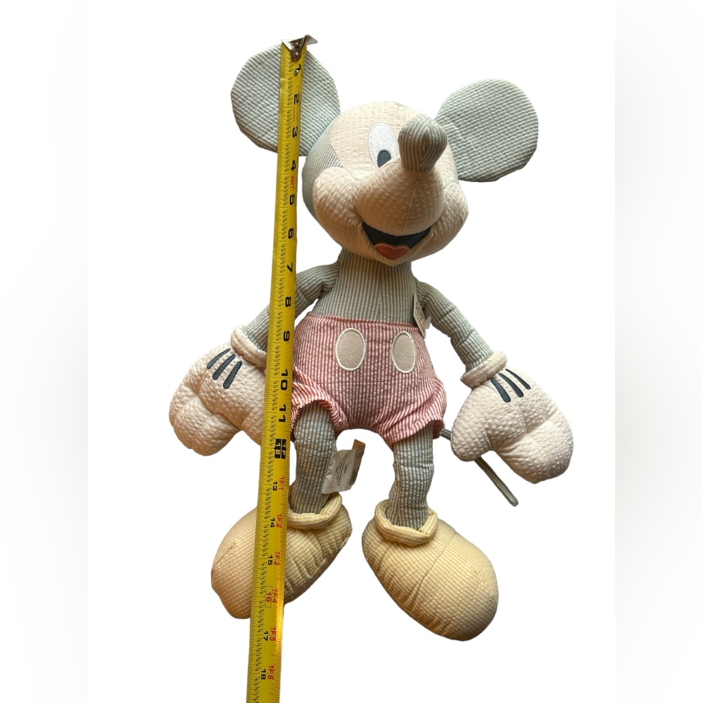 NWT Disney Store Seersucker Mickey Mouse Stuffed Plush Toy - Picture 5 of 6